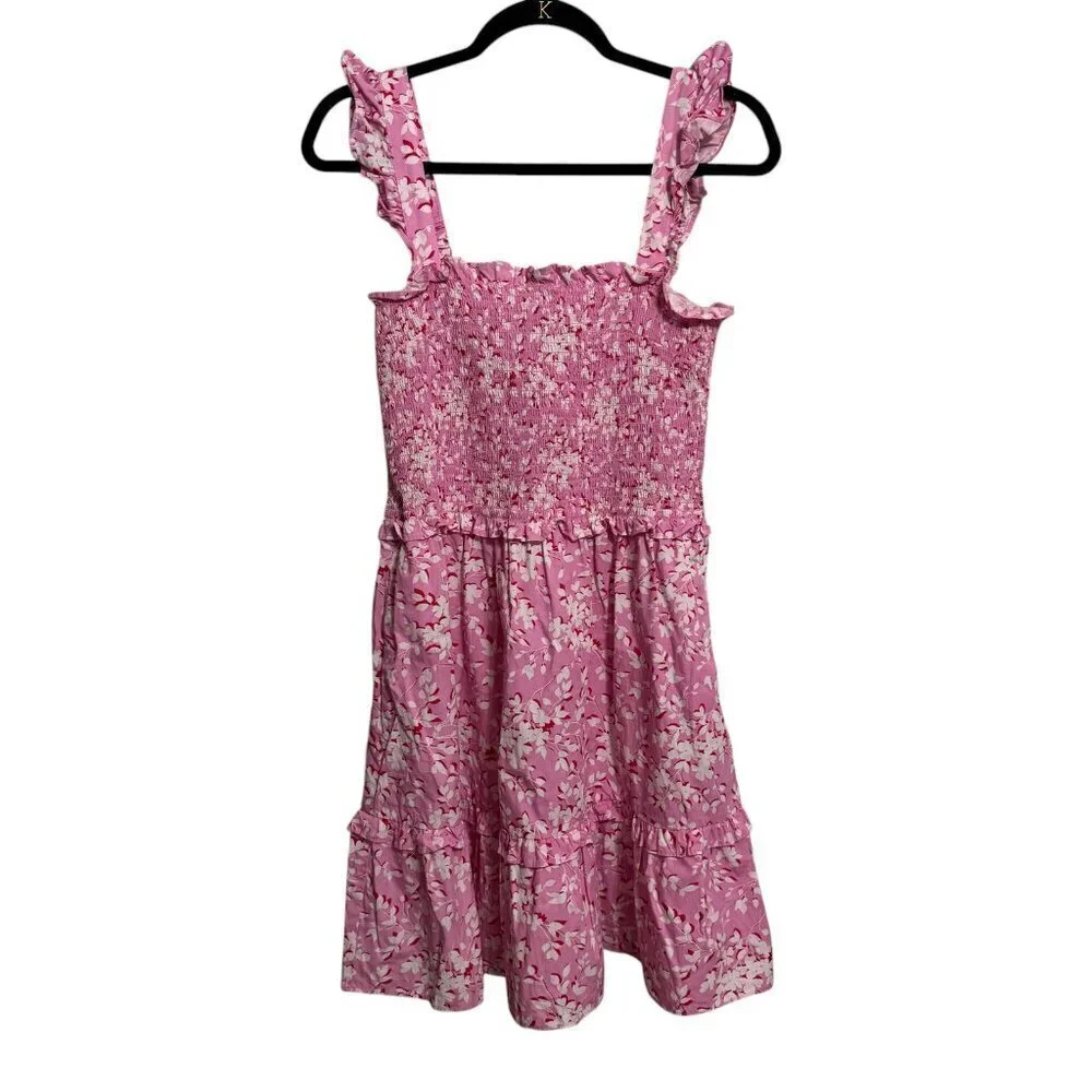 Draper James Shania Smocked Dress in Pink Shadow Floral